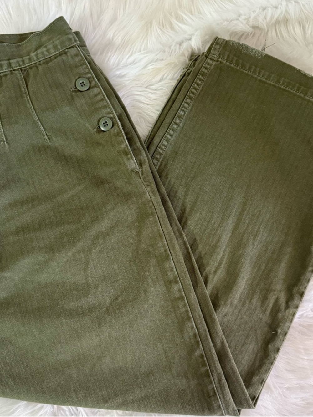 GRLFRND Farrah Wide Leg Cropped Pants Olive Green Women’s Size 26 Revolve - Picture 8 of 9